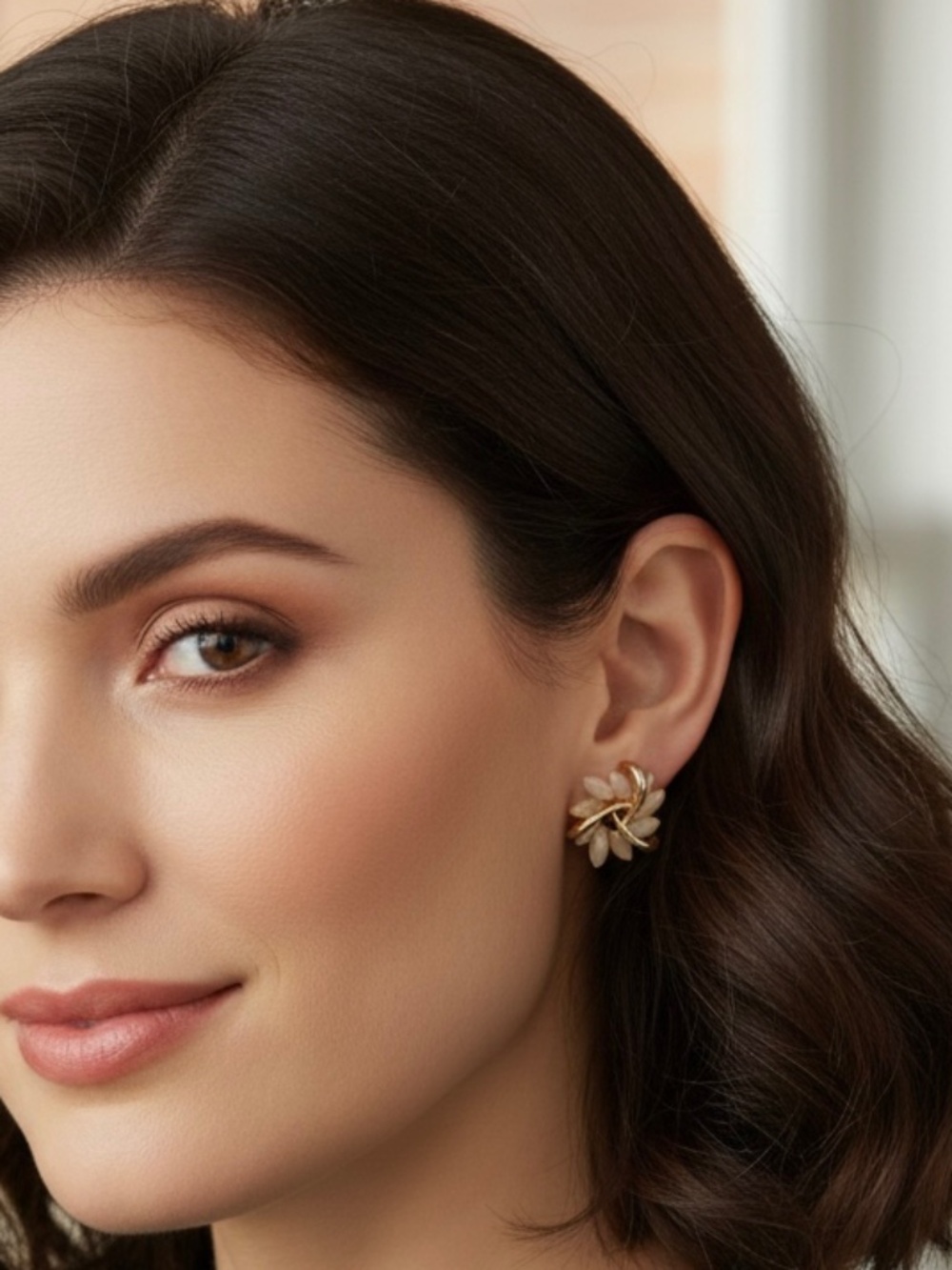 Romantic Gold Twisted Flower Studs